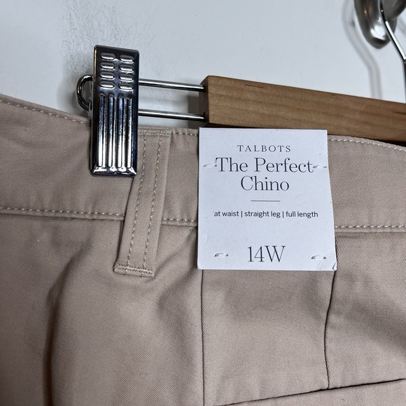 Talbots The Perfect Chino Pants Khaki Tan Womens 14W Straight Leg Full Length - Picture 8 of 9
